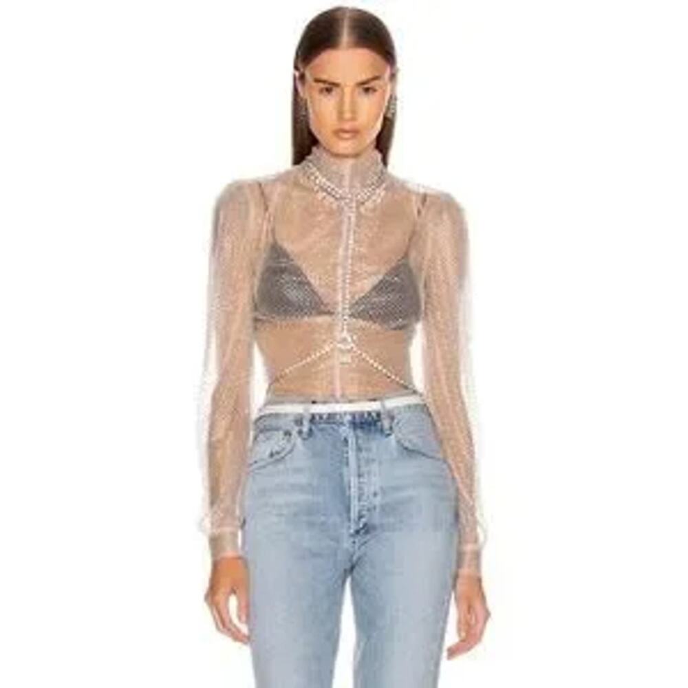Reve Riche Revolve Delfine Crystal Embellished Top 38 Sexy Party NYE Top NWT